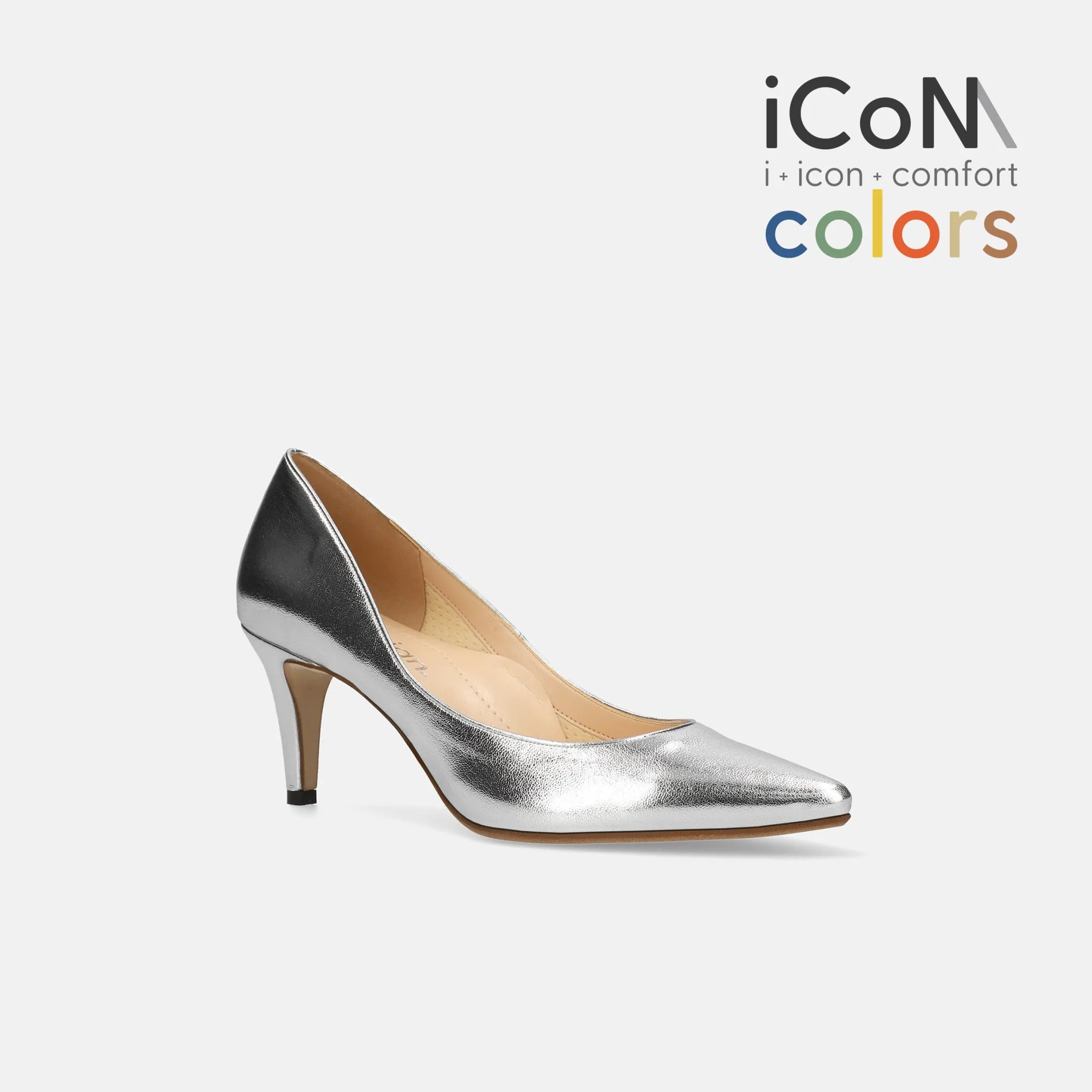 10% OFF: 2024SS: iCoN COLORS: Pointed Toe Smooth Pumps (C76533) Silver