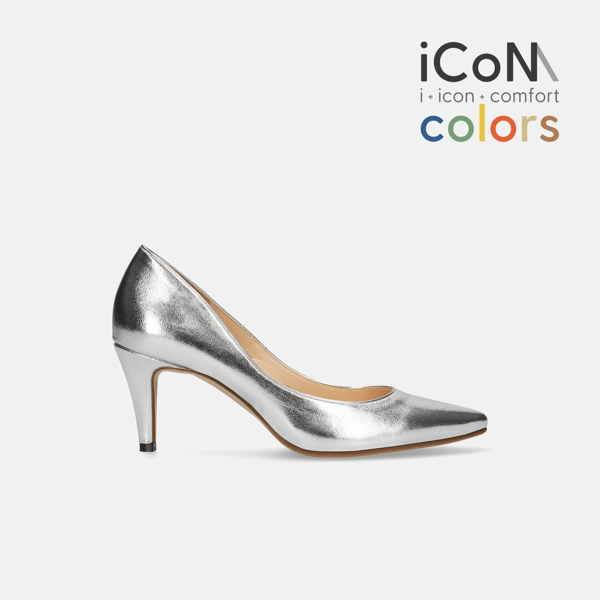 10% OFF: 2024SS: iCoN COLORS: Pointed Toe Smooth Pumps (C76533) Silver