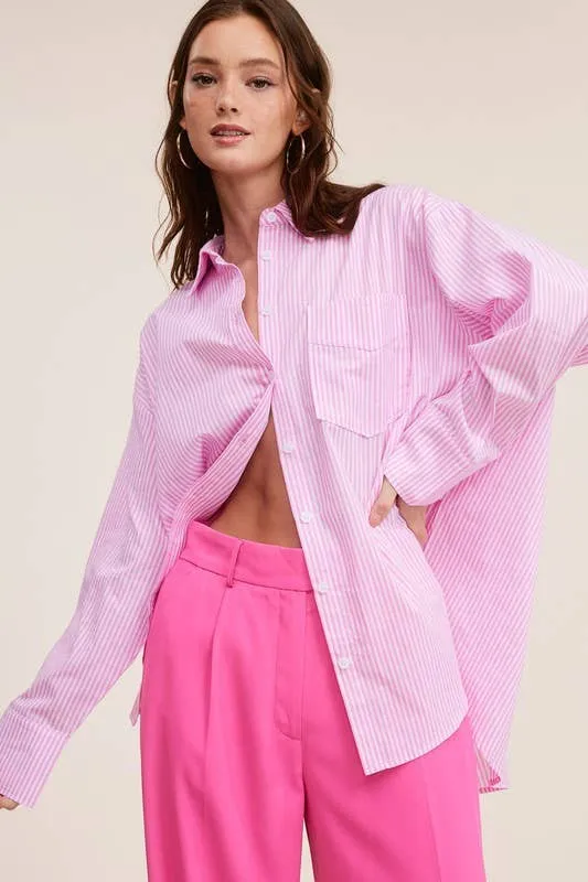 100% Cotton Striped Button Down Shirt