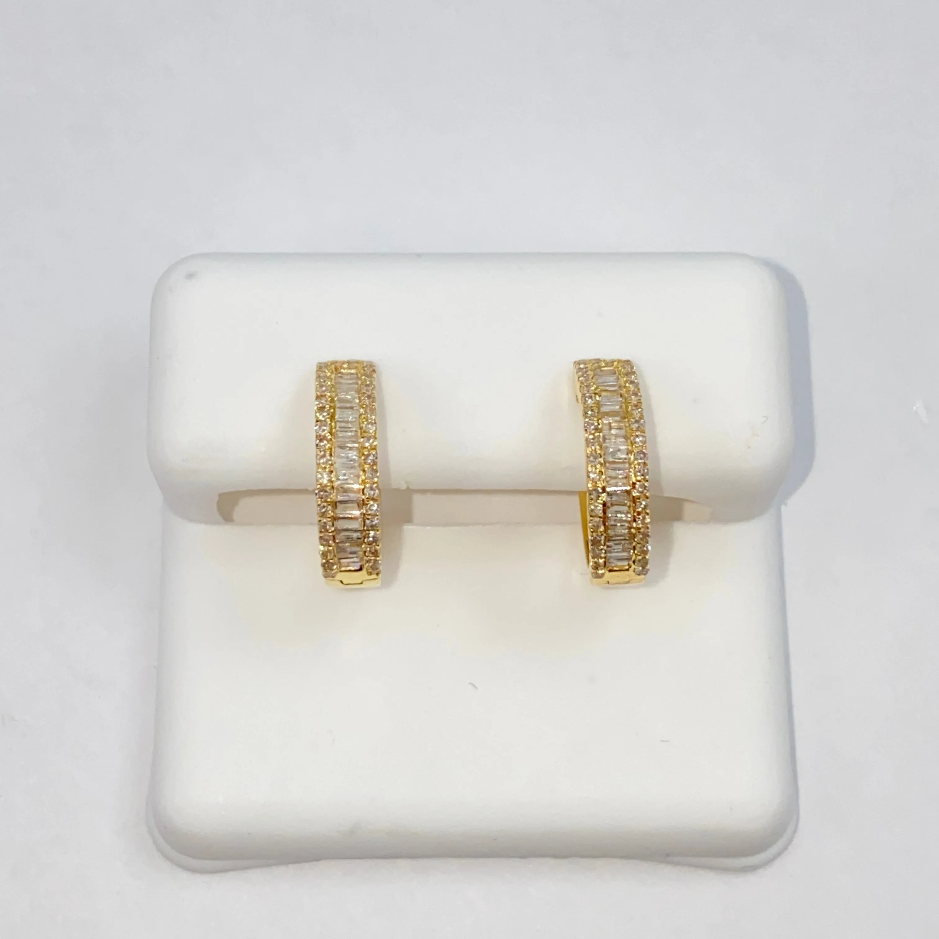 14K Bold Diamond Baguette Hoop Earrings