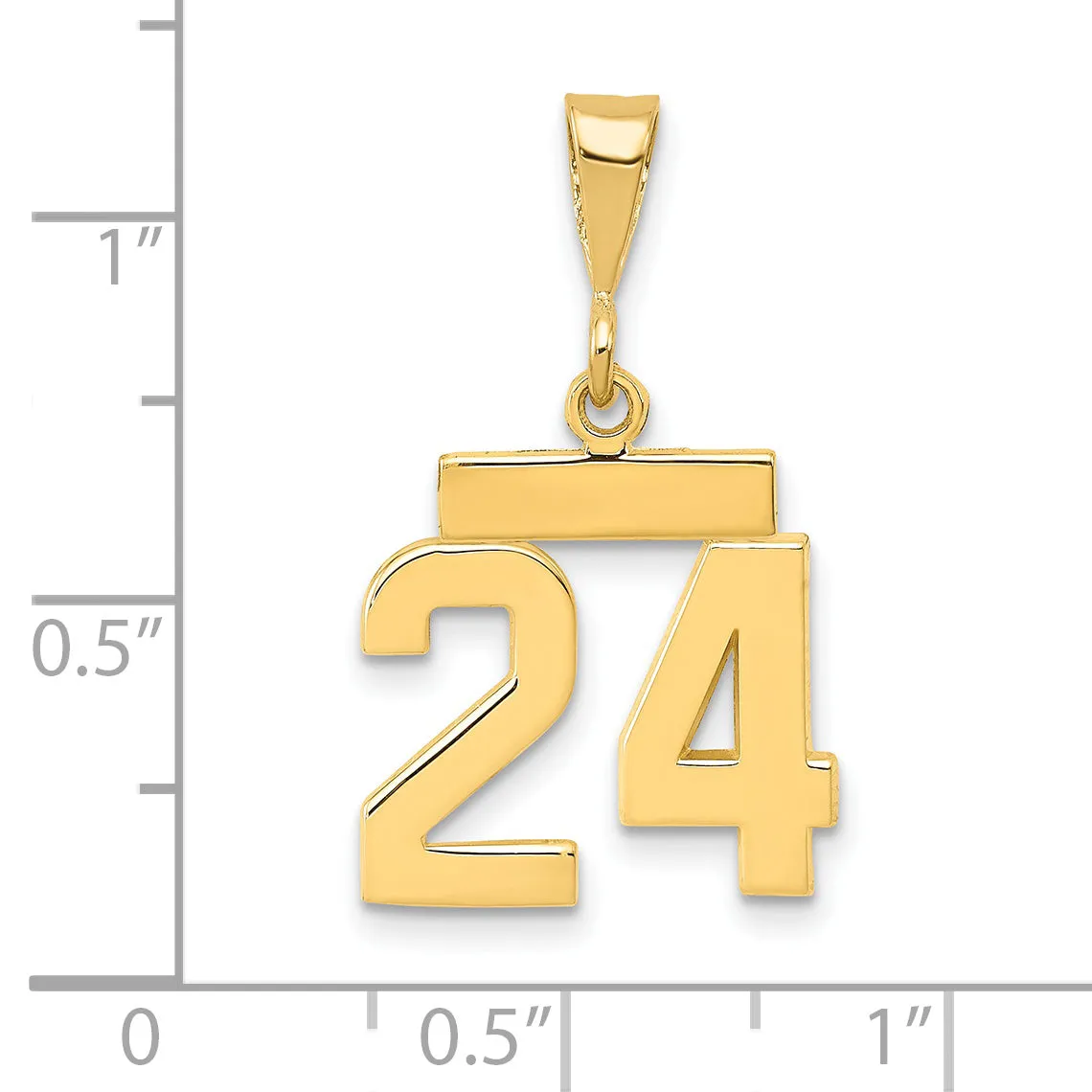 14k yellow gold small polished number 24 charm