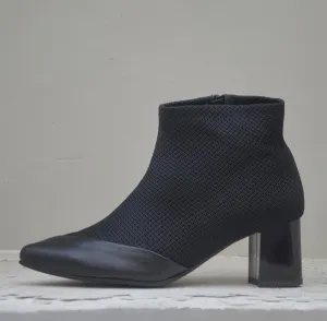#16 SUPER BLACK MESH BOOTIES - BLOCK HEELS