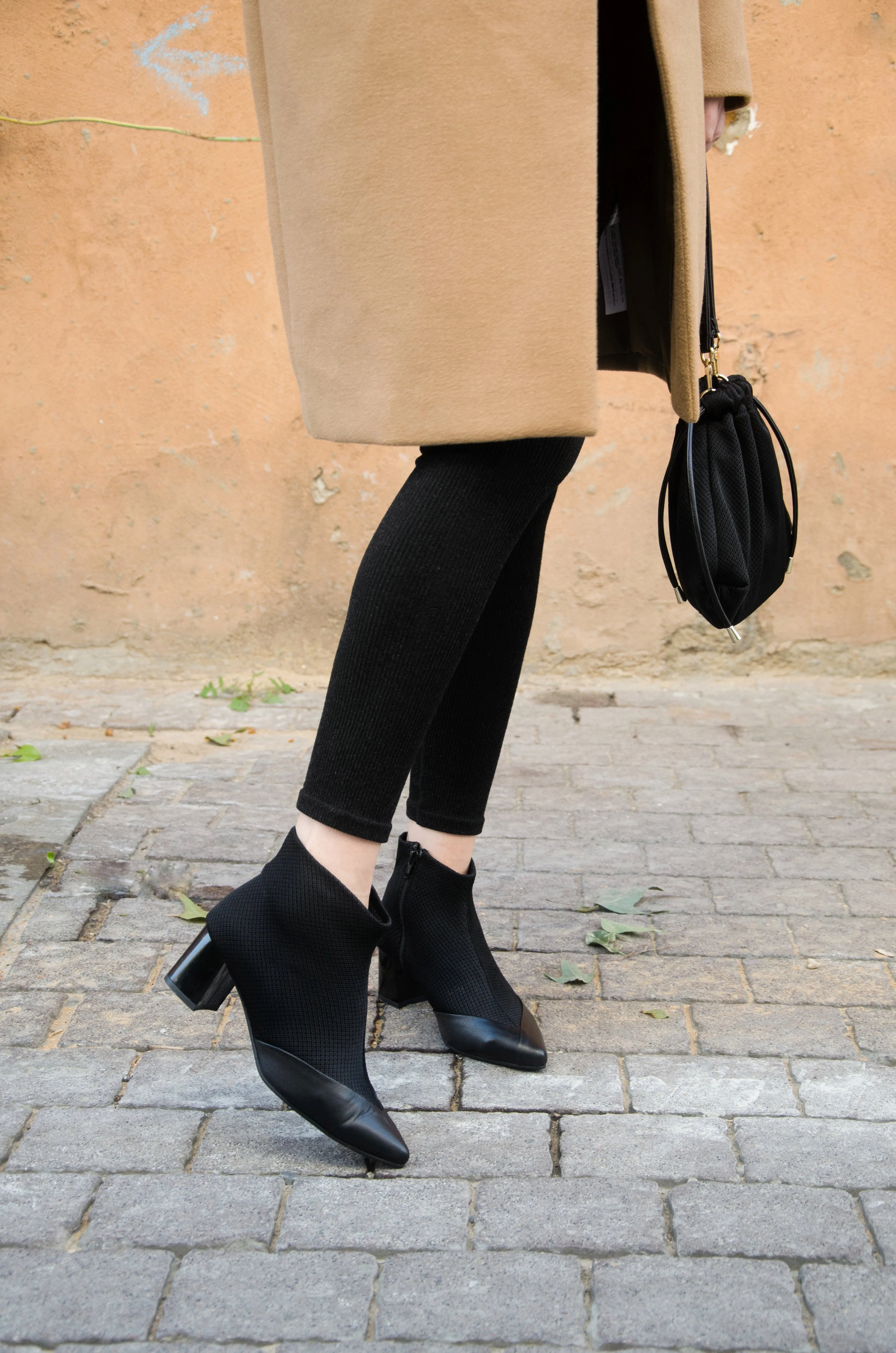 #16 SUPER BLACK MESH BOOTIES - BLOCK HEELS