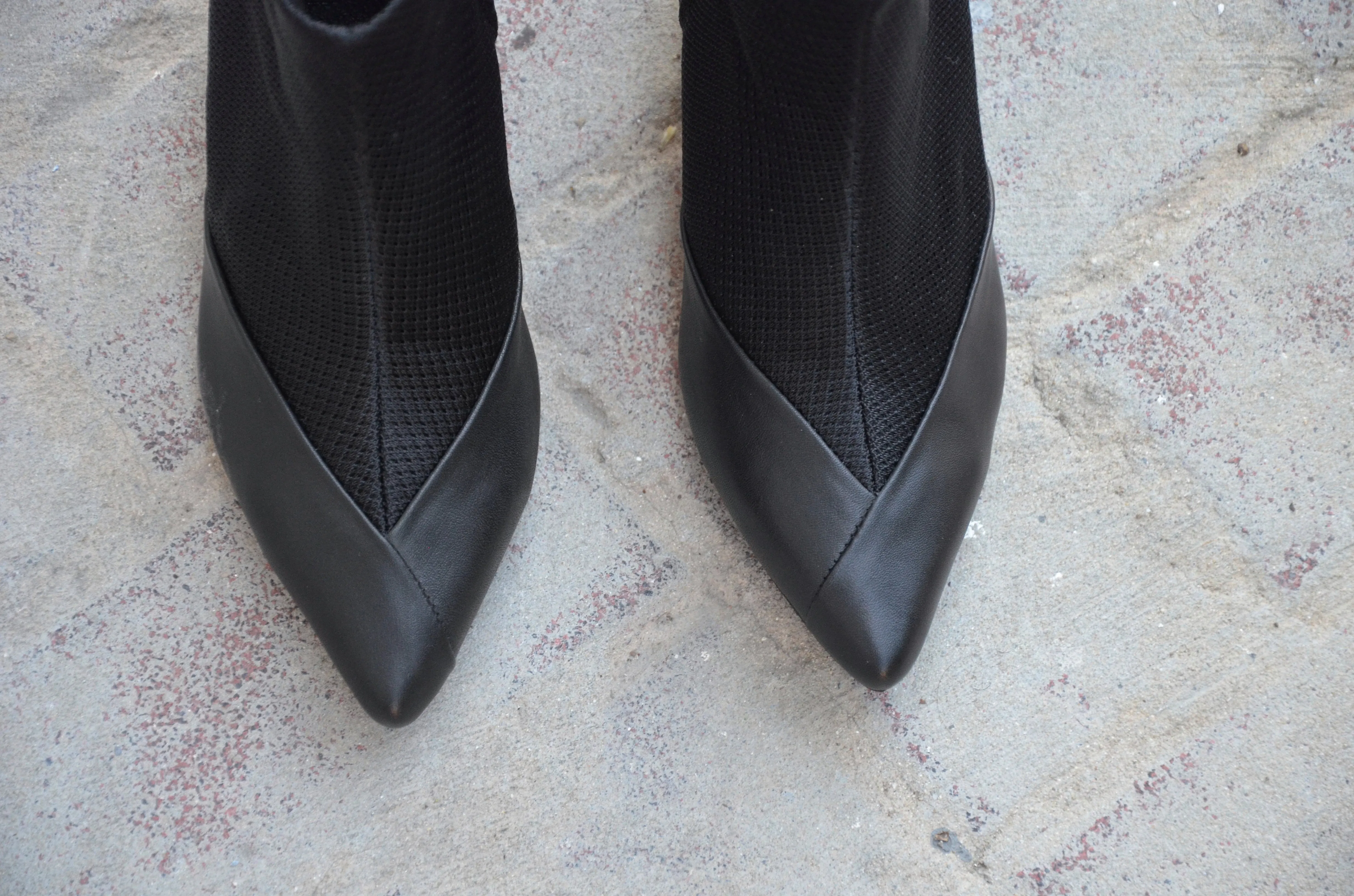 #16 SUPER BLACK MESH BOOTIES - BLOCK HEELS