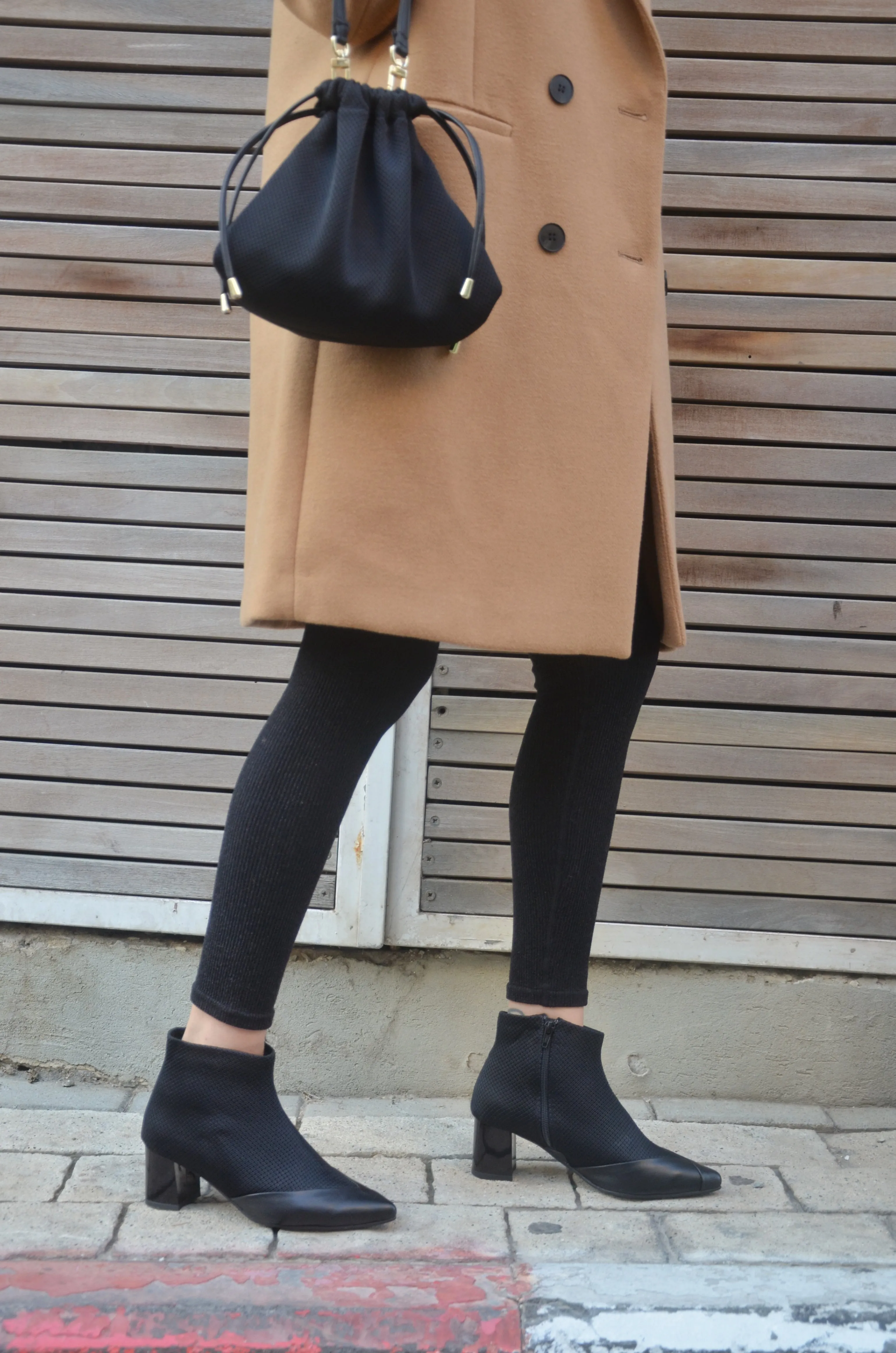 #16 SUPER BLACK MESH BOOTIES - BLOCK HEELS