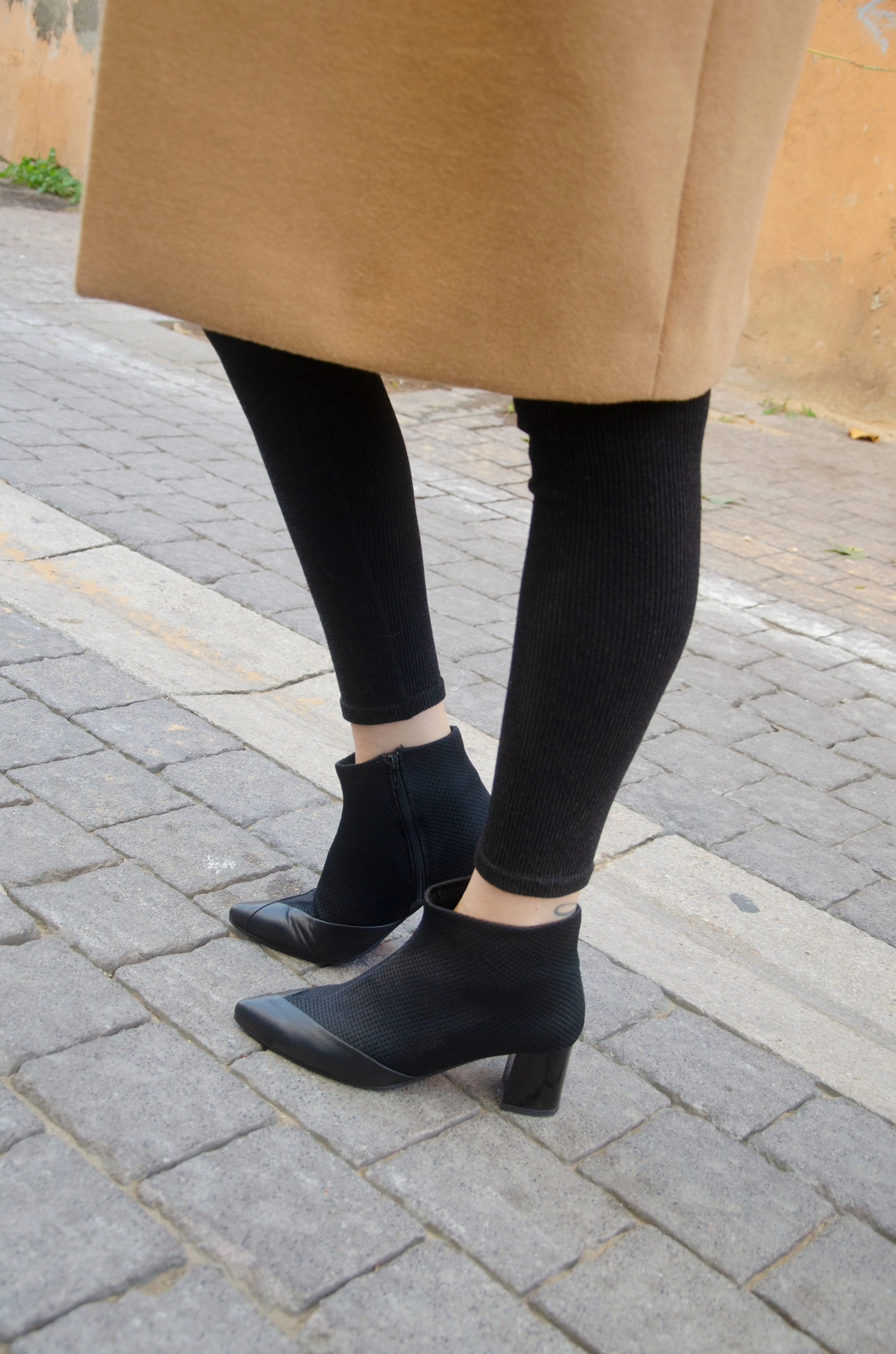 #16 SUPER BLACK MESH BOOTIES - BLOCK HEELS