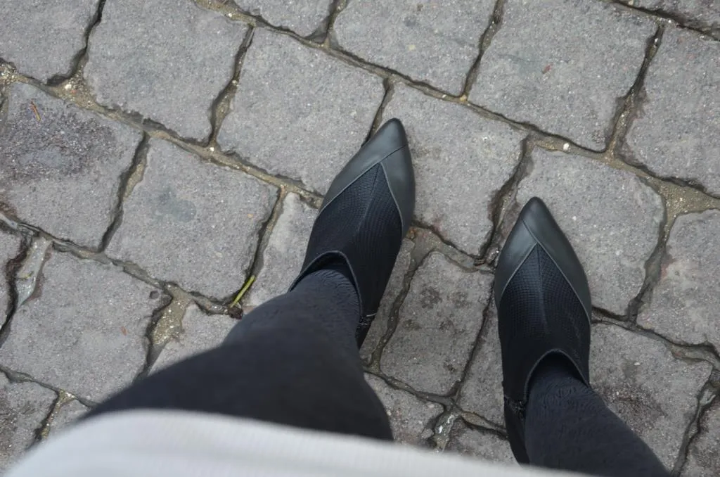 #16 SUPER BLACK MESH BOOTIES - BLOCK HEELS