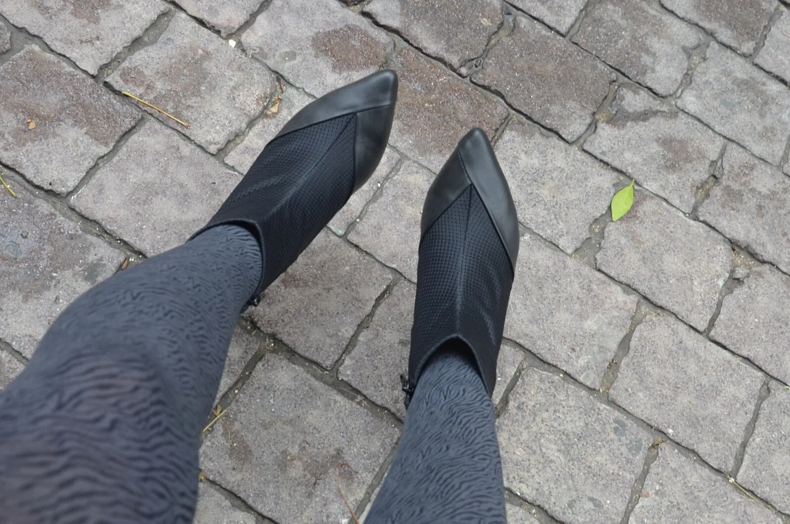 #16 SUPER BLACK MESH BOOTIES - BLOCK HEELS
