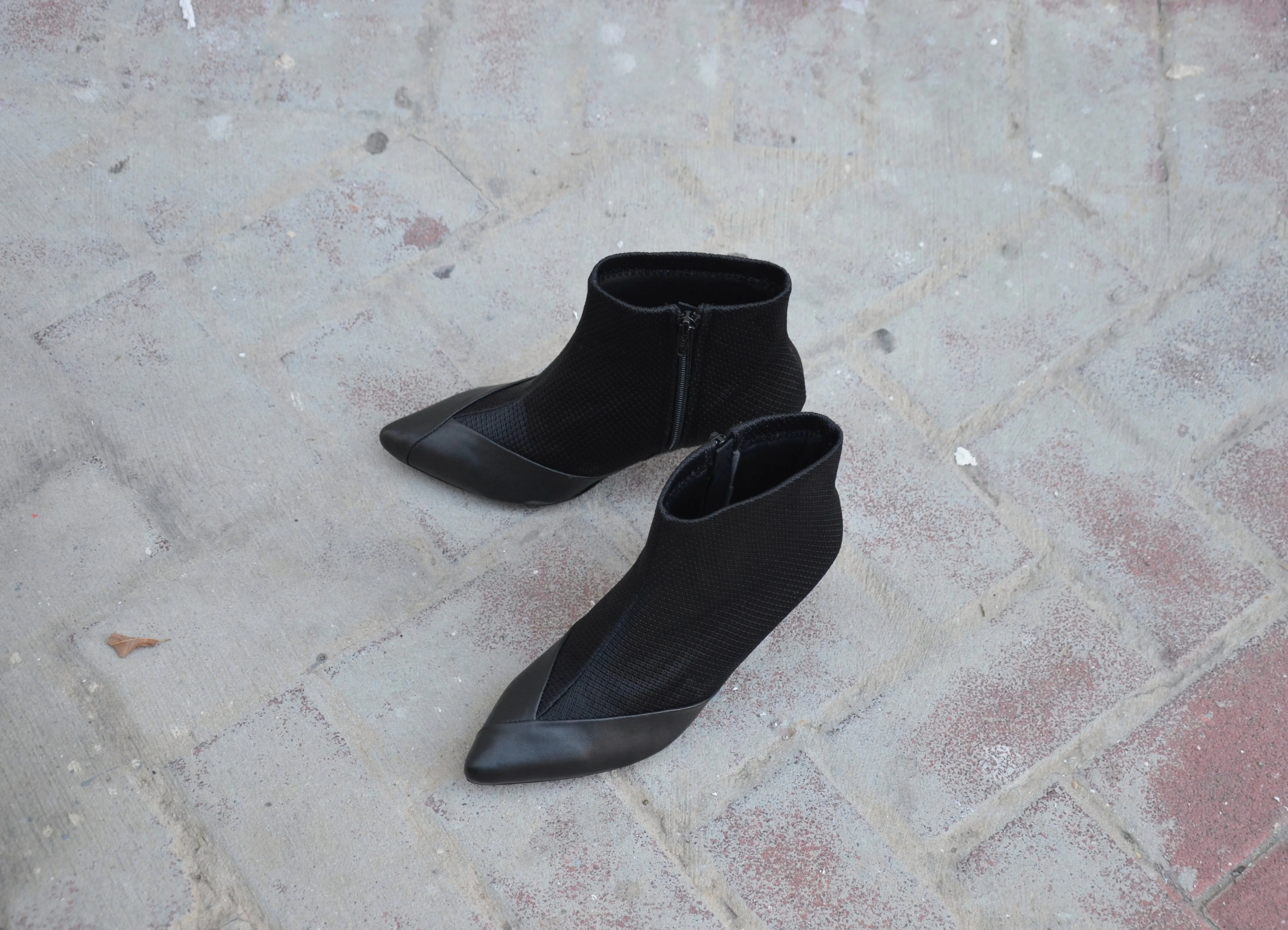#16 SUPER BLACK MESH BOOTIES - BLOCK HEELS
