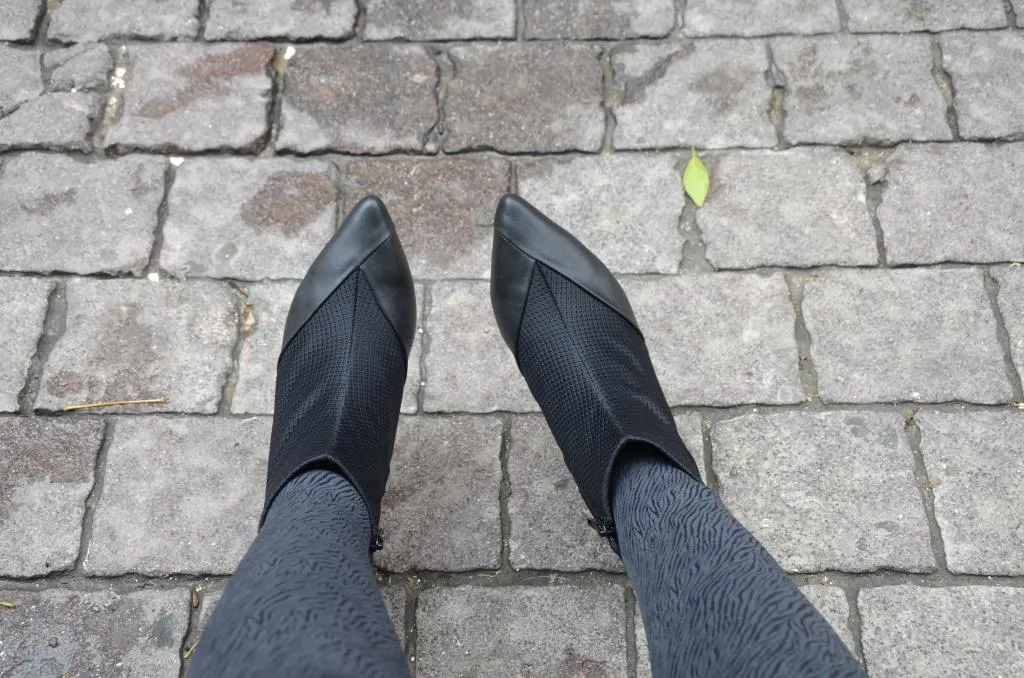 #16 SUPER BLACK MESH BOOTIES - BLOCK HEELS