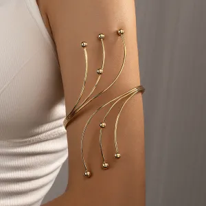 18K Gold-Plated Beaded Bypass Arm Cuff