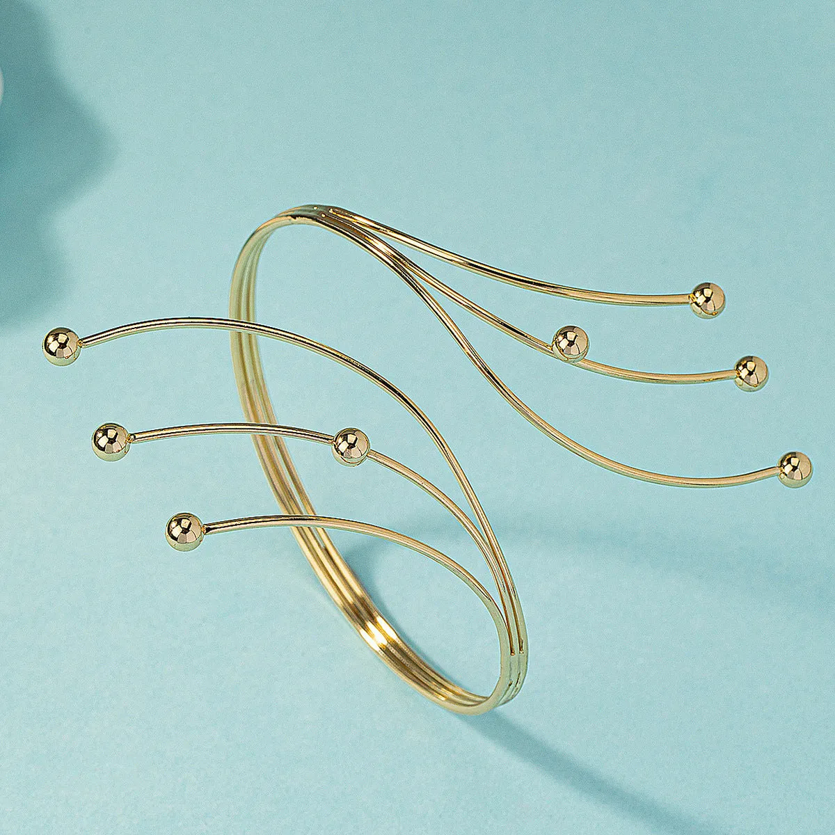 18K Gold-Plated Beaded Bypass Arm Cuff
