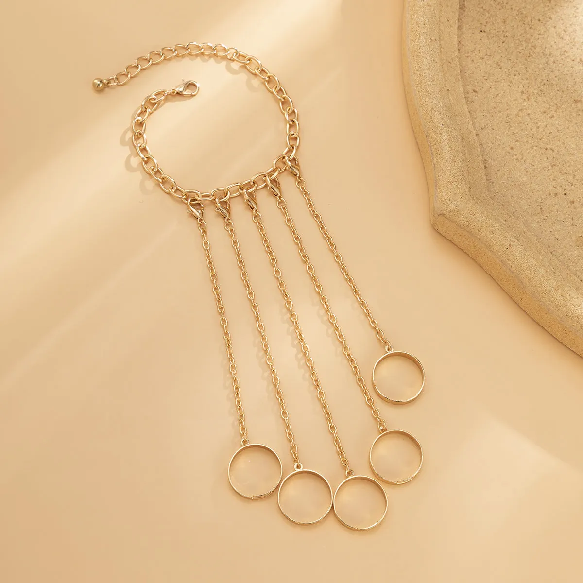18K Gold-Plated Five-Finger Wrist-To-Ring Bracelet