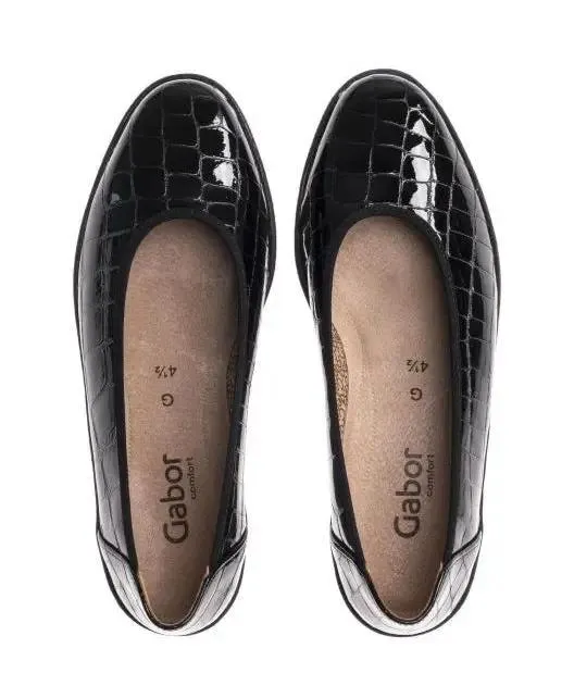 '36.400.97' women's laofer - crocoprint patent Black
