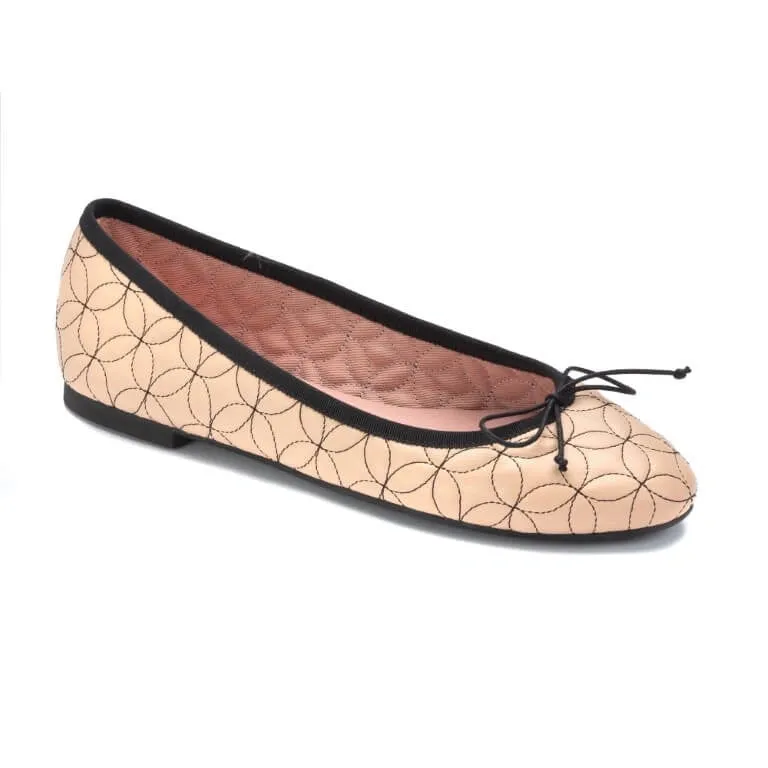 52048 - Soft Pink Leather Summer Floral Quilted Flats