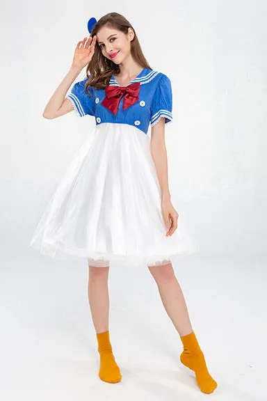 Adorable Sailor-Inspired Cosplay Dress with Playful Bow Detail