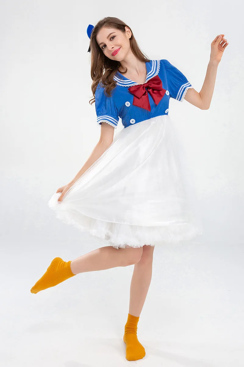 Adorable Sailor-Inspired Cosplay Dress with Playful Bow Detail