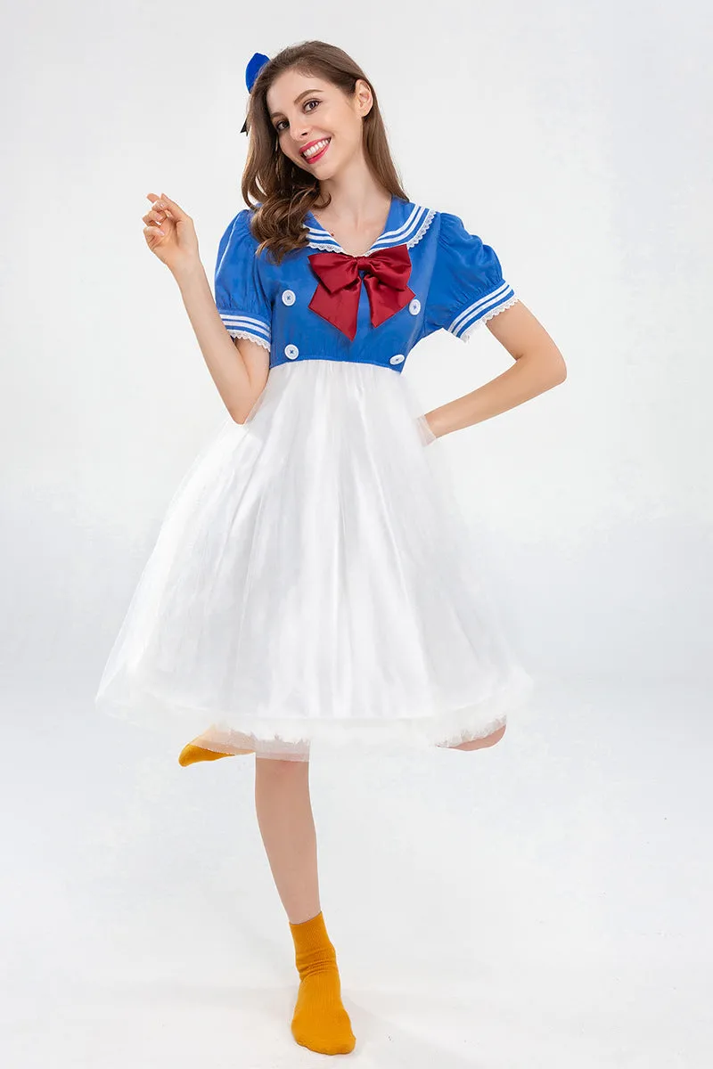 Adorable Sailor-Inspired Cosplay Dress with Playful Bow Detail