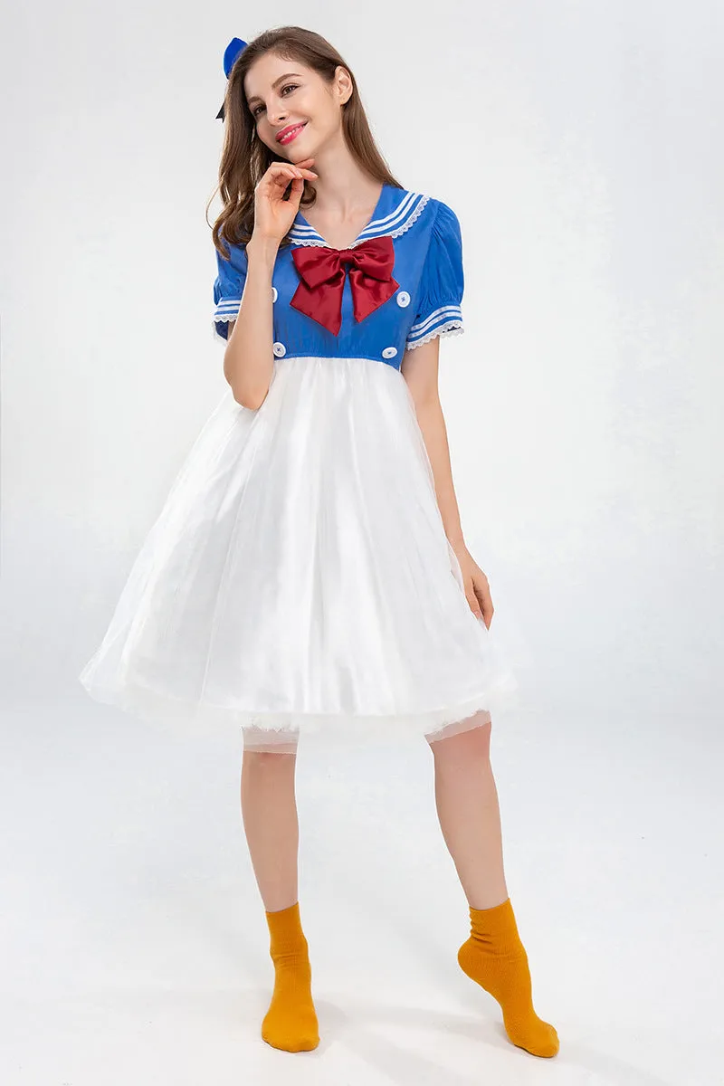 Adorable Sailor-Inspired Cosplay Dress with Playful Bow Detail