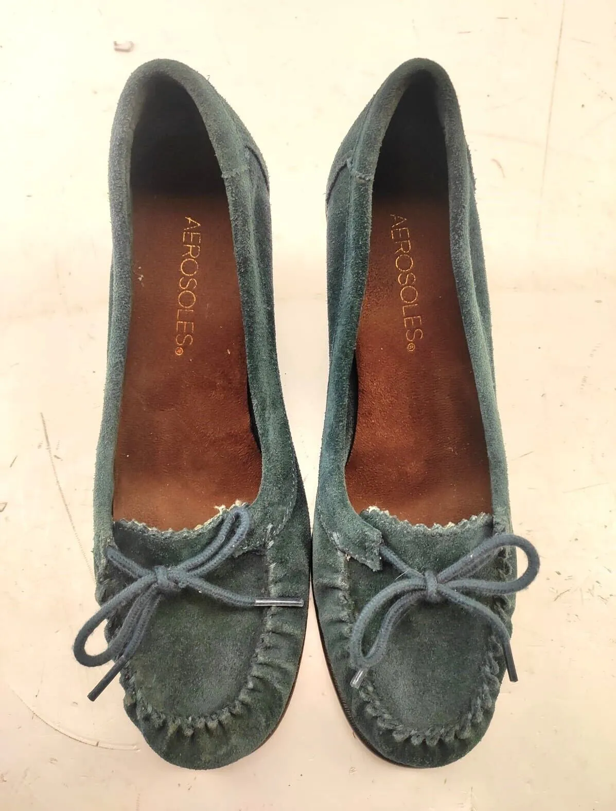 Aerosoles Women's Shoes Moccasin Green Suede (US-7)