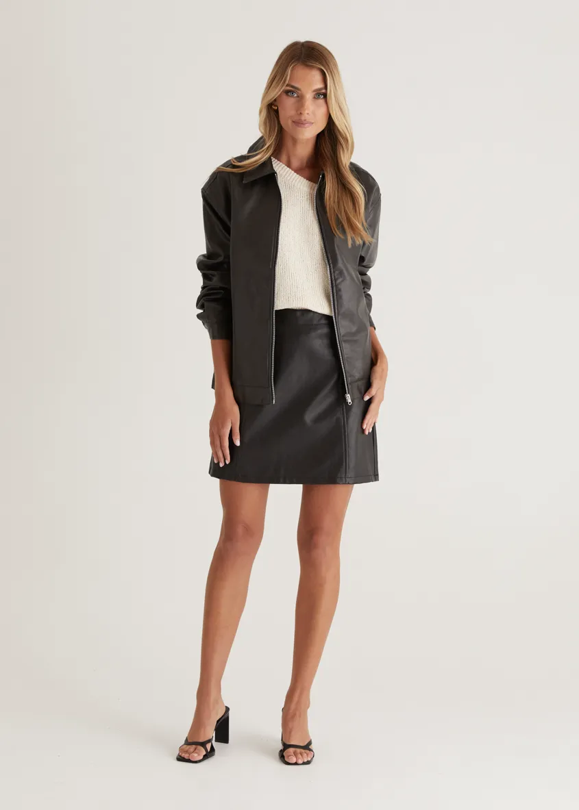 Arrabelle PU Skirt - Black