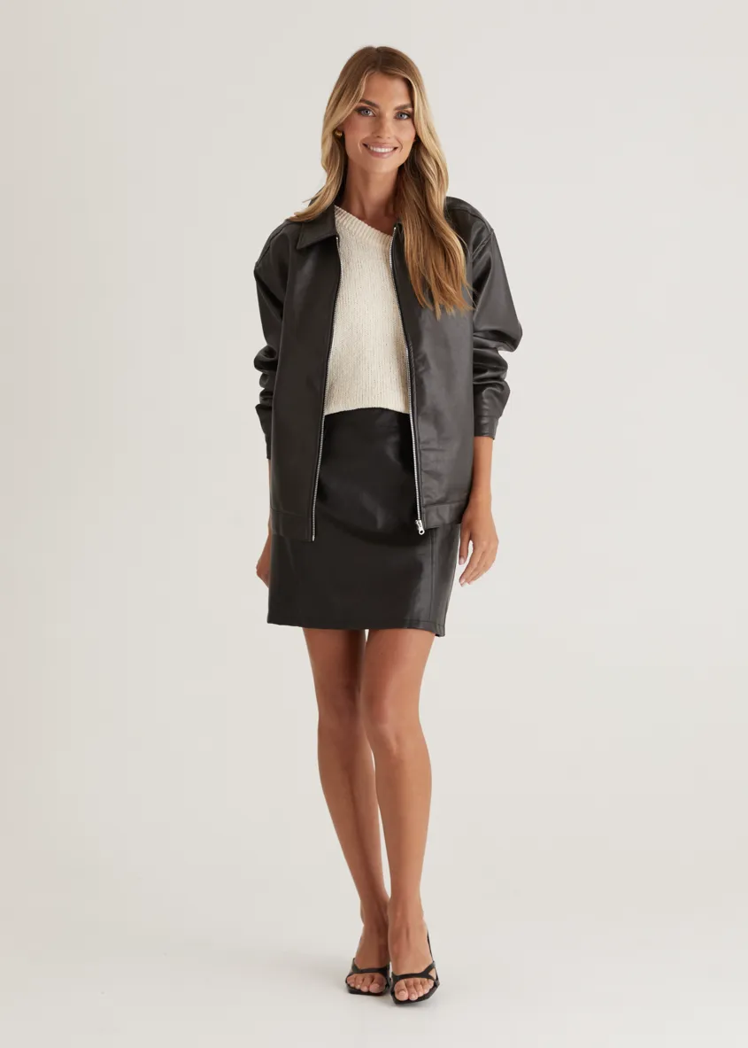 Arrabelle PU Skirt - Black