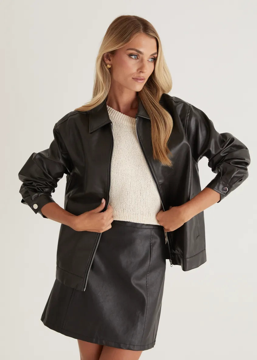 Arrabelle PU Skirt - Black