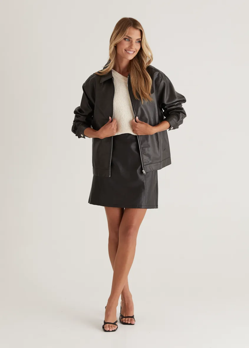 Arrabelle PU Skirt - Black