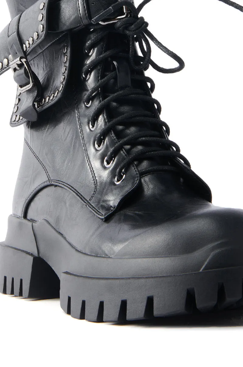 AZALEA WANG MEYERS BLACK COMBAT BOOT