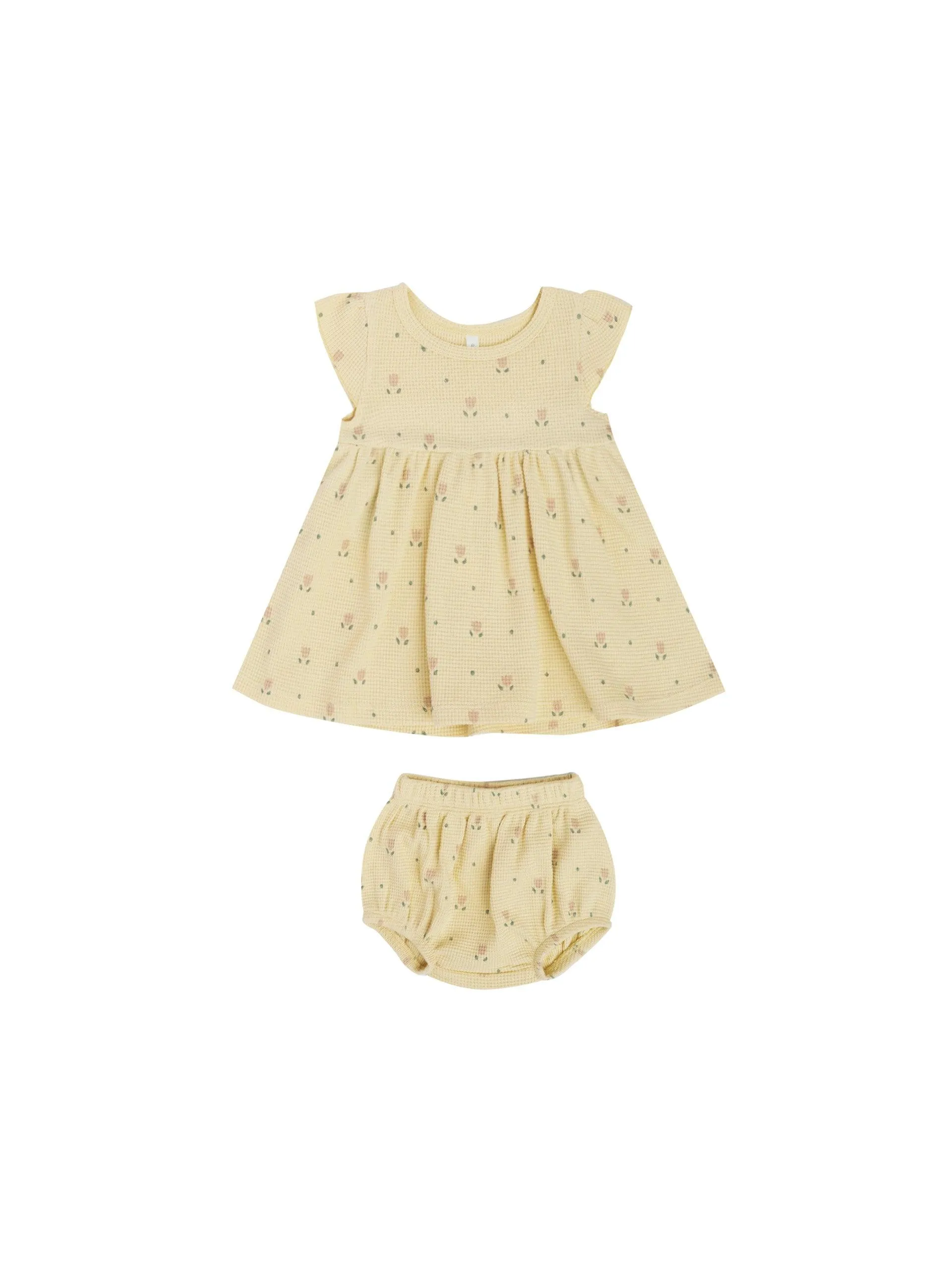 Baby Girl Waffle Flutter Sleeve Dress | Dutch Floral | Quincy Mae