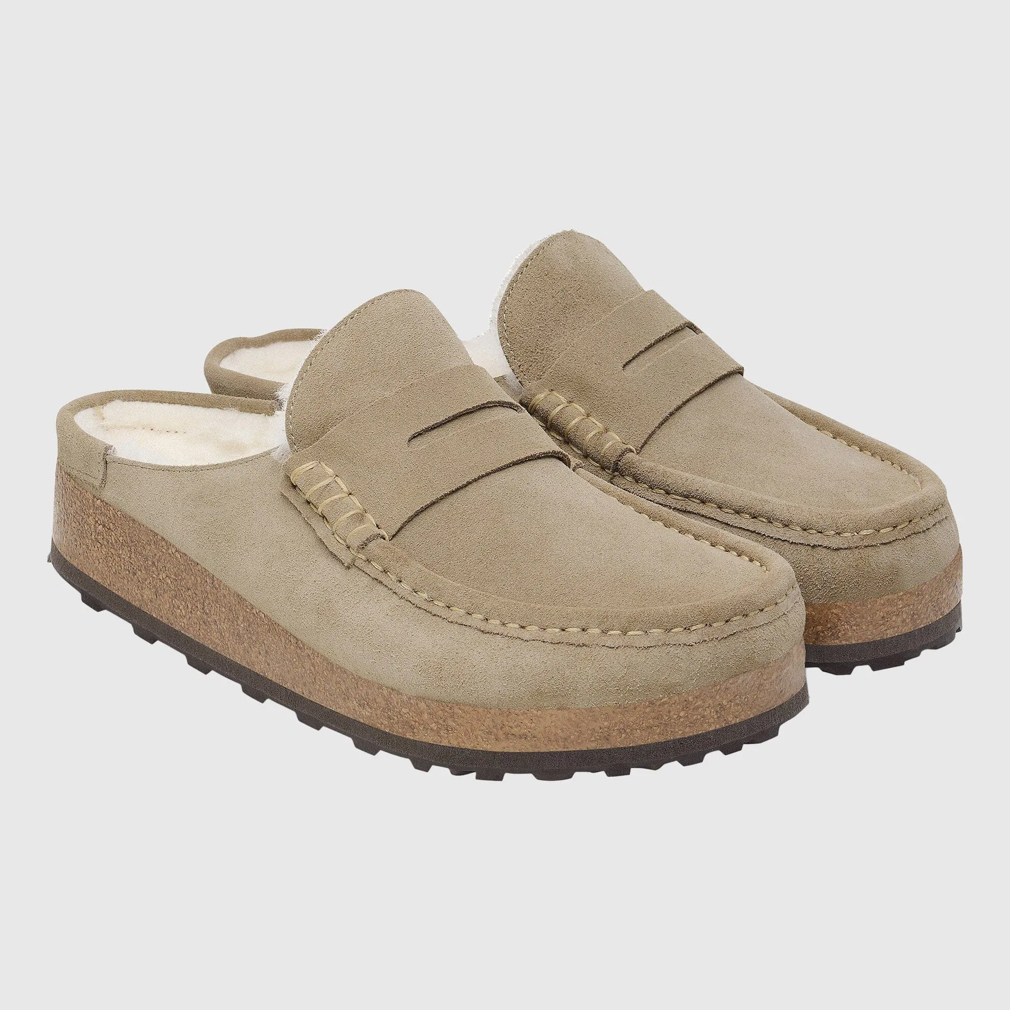 Birkenstock Naples Mule Shearling Suede - Taupe