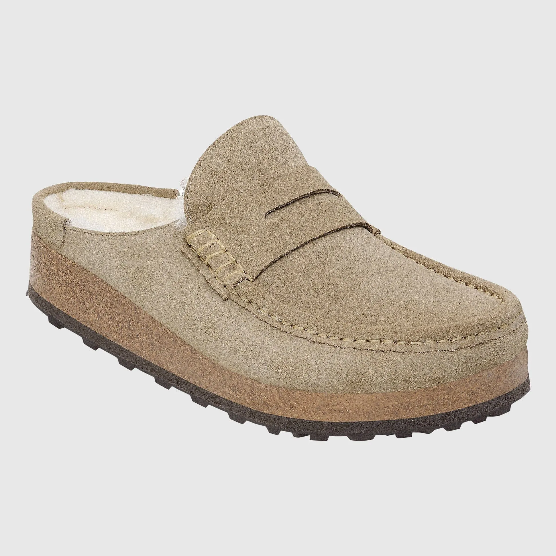 Birkenstock Naples Mule Shearling Suede - Taupe