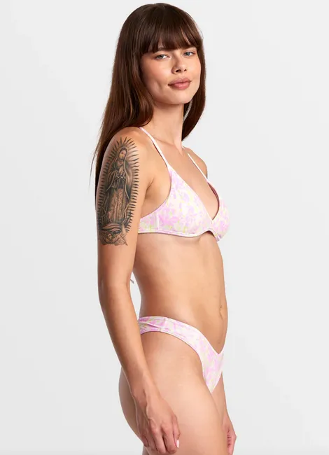 Blurred Crossback Triangle Bikini Top - Latte