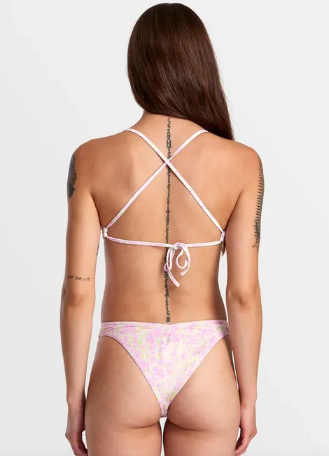 Blurred Crossback Triangle Bikini Top - Latte
