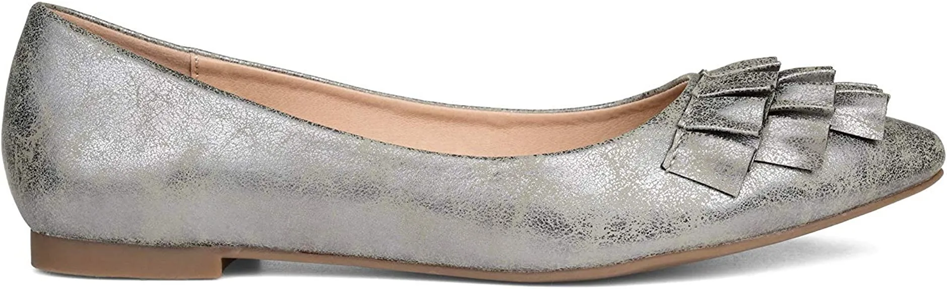 Brinley Co. Womens Ruffled Flat Pewter, 9 Regular US