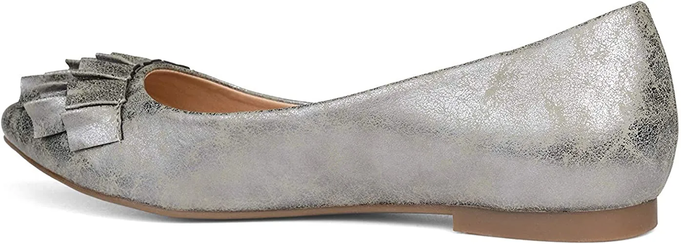 Brinley Co. Womens Ruffled Flat Pewter, 9 Regular US