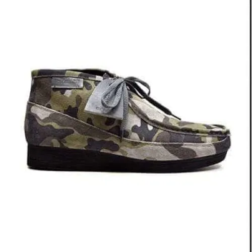 British Walkers New Castle Men's Green Camo Suede Ankle Boots