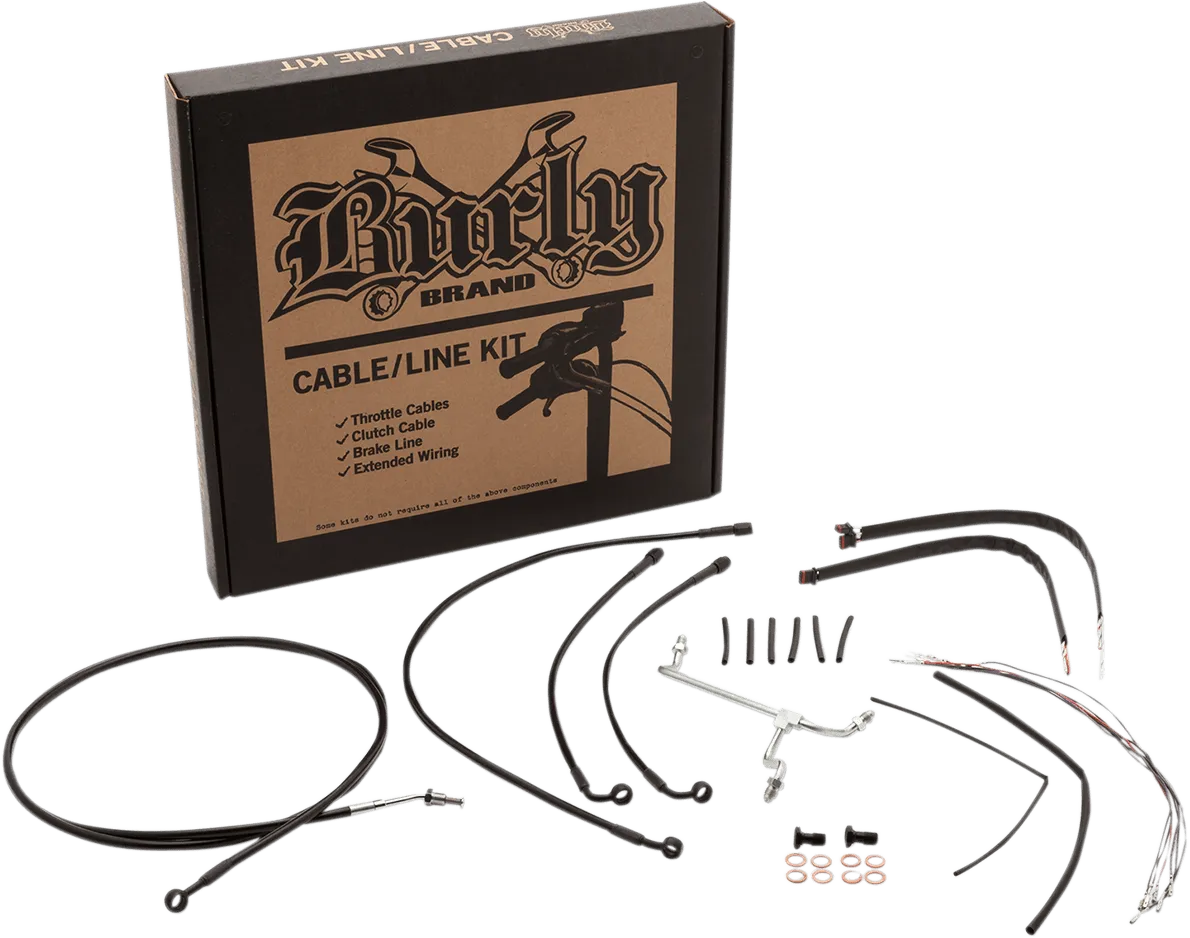 Burly Brand B30-1193 Extended Cable/Brake Line Kit for 14in. Ape Handlebars - Black