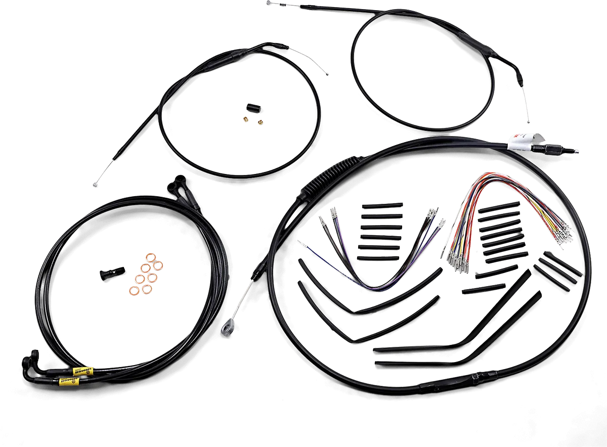 Burly Brand B30-1193 Extended Cable/Brake Line Kit for 14in. Ape Handlebars - Black