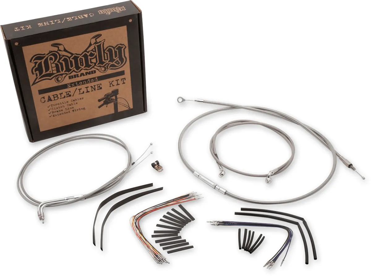 Burly Brand B30-1193 Extended Cable/Brake Line Kit for 14in. Ape Handlebars - Black