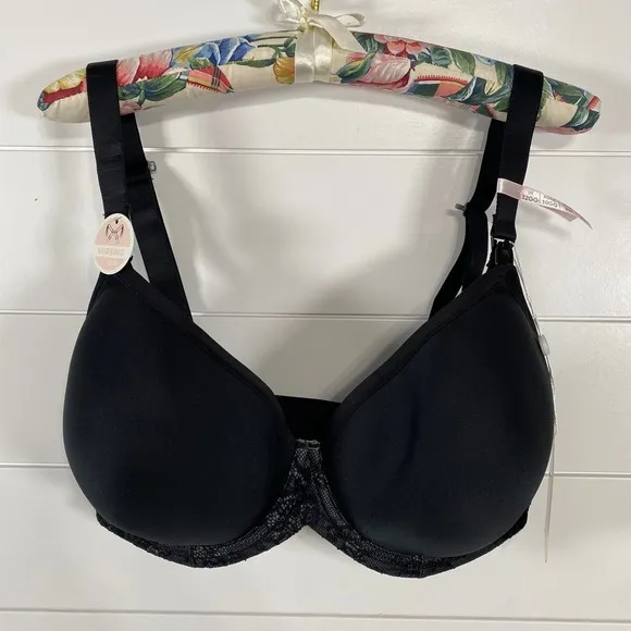 Cake Lingerie Womens Waffles Nursing Tshirt Bra 32J Black Full Coverage Support