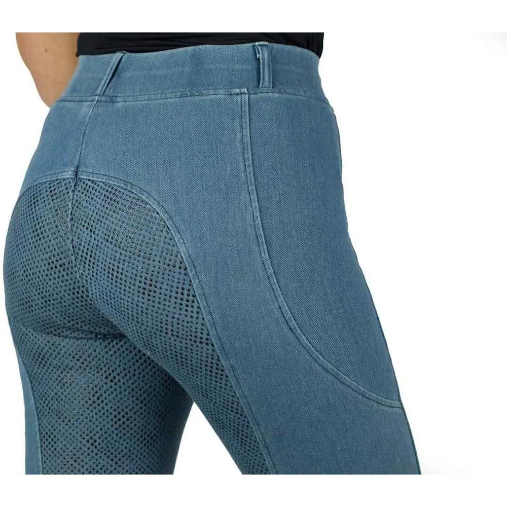 Cameo Equine Junior Denim Tights - All-Purpose Riding Leggings Grip Seat