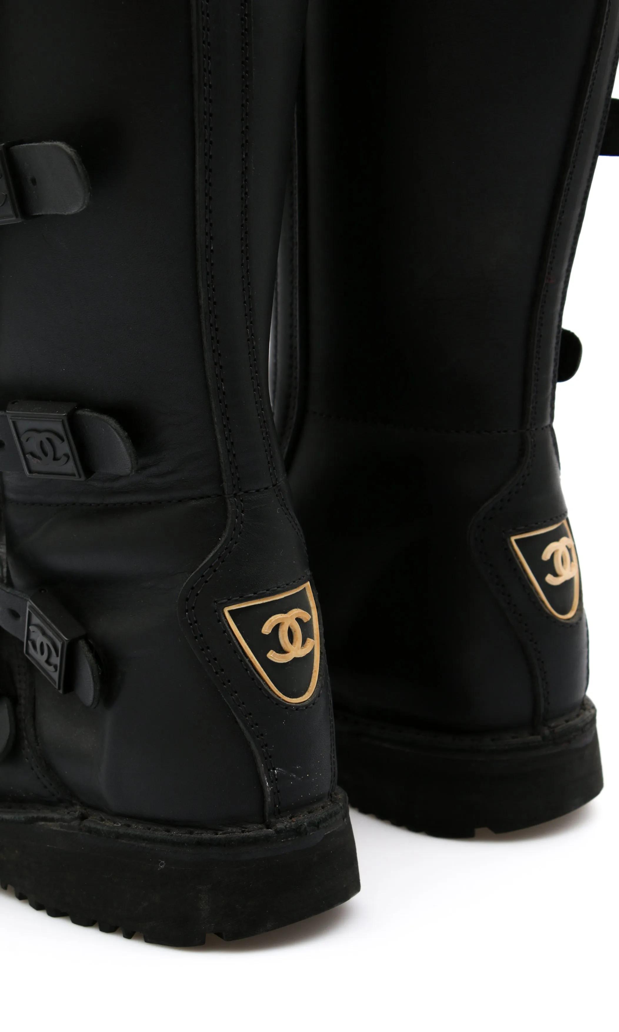Chanel Biker Logo Boots