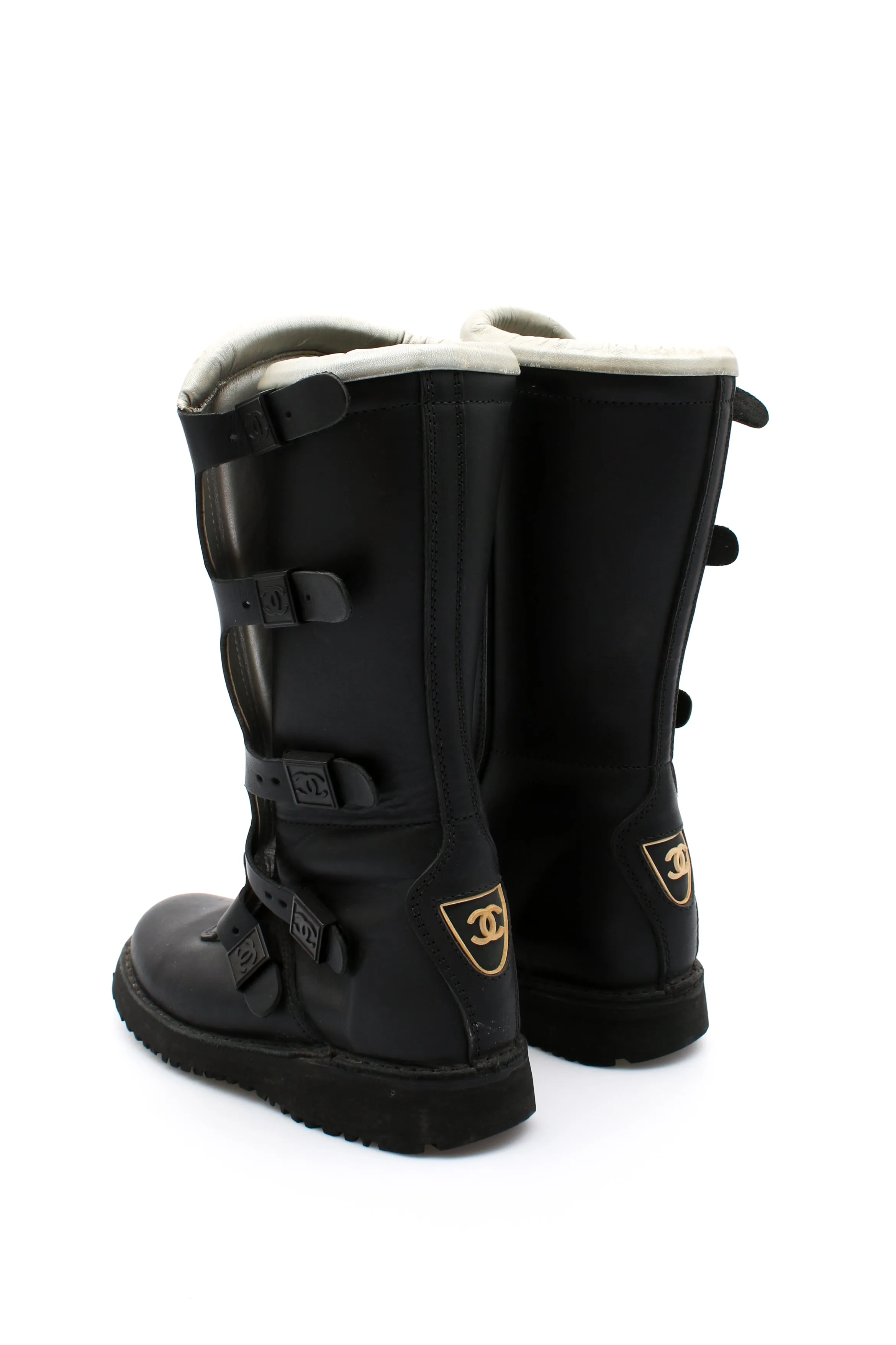Chanel Biker Logo Boots