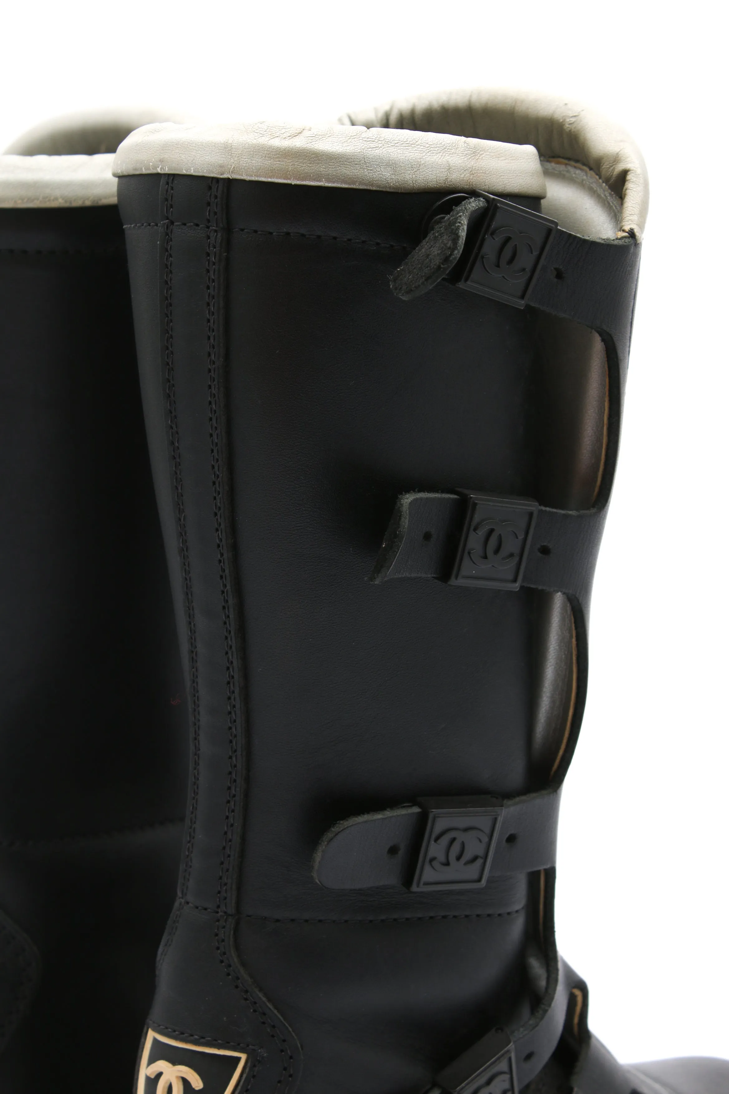 Chanel Biker Logo Boots