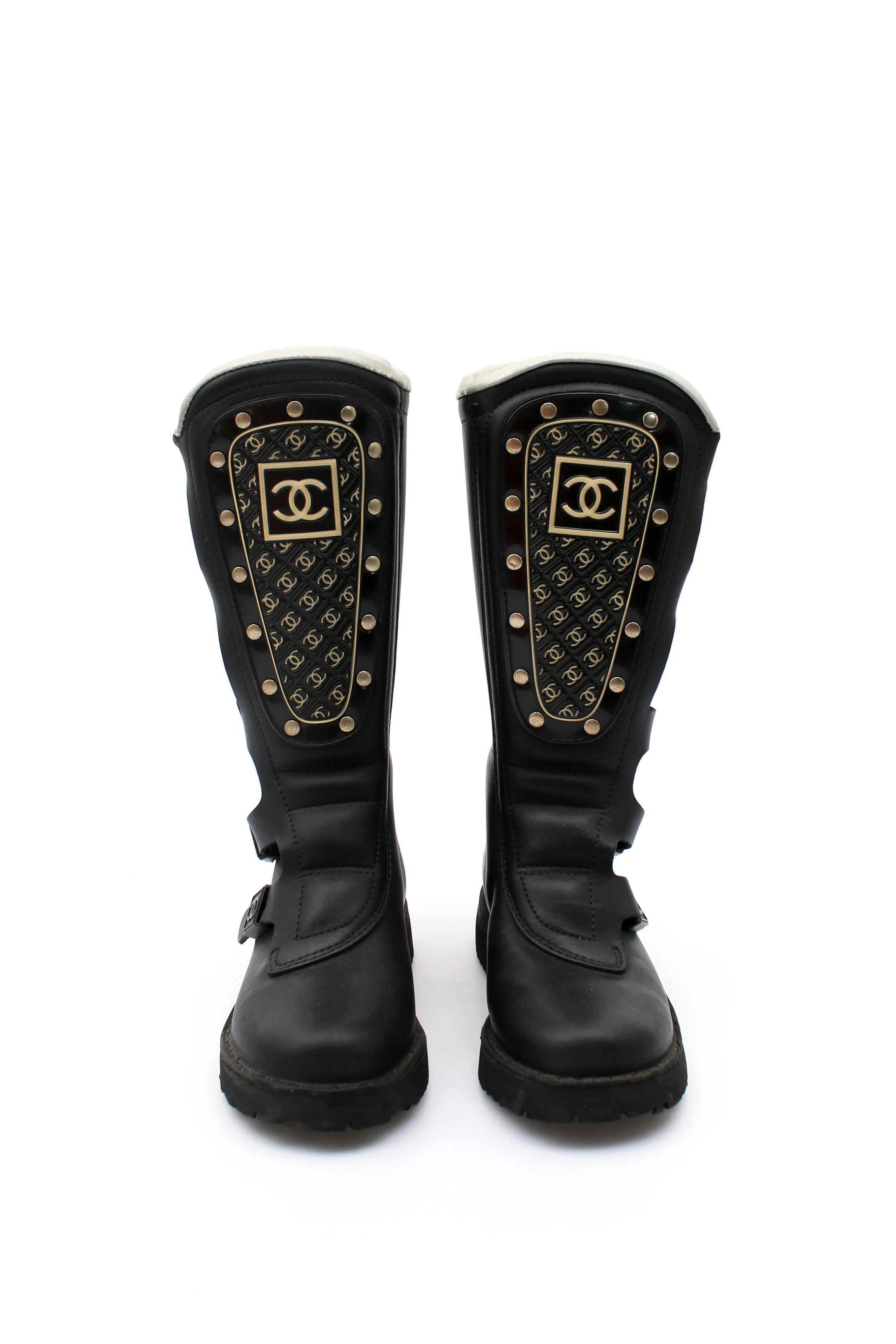 Chanel Biker Logo Boots