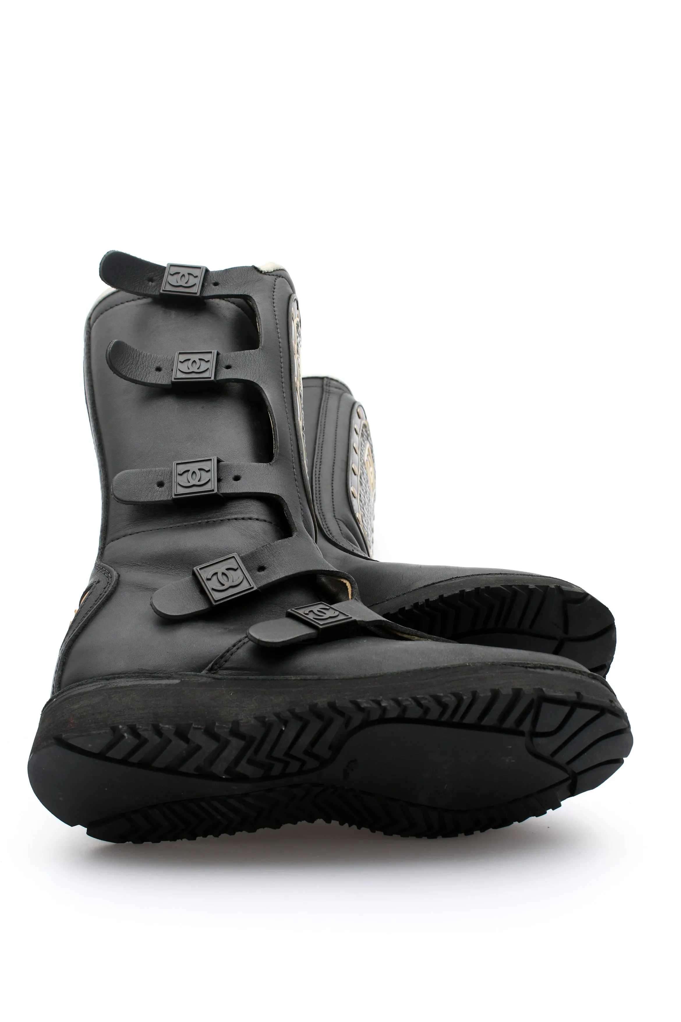 Chanel Biker Logo Boots