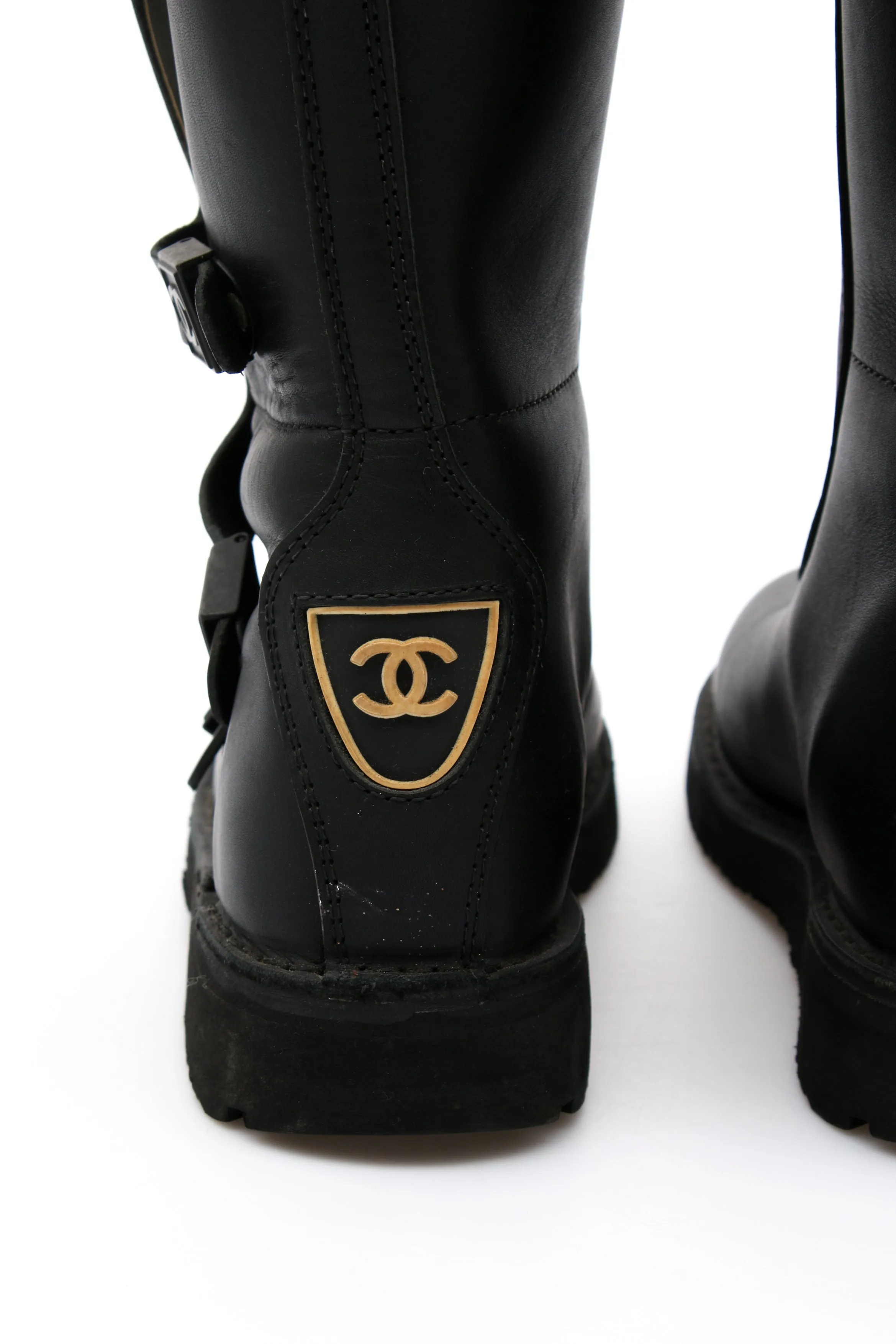 Chanel Biker Logo Boots