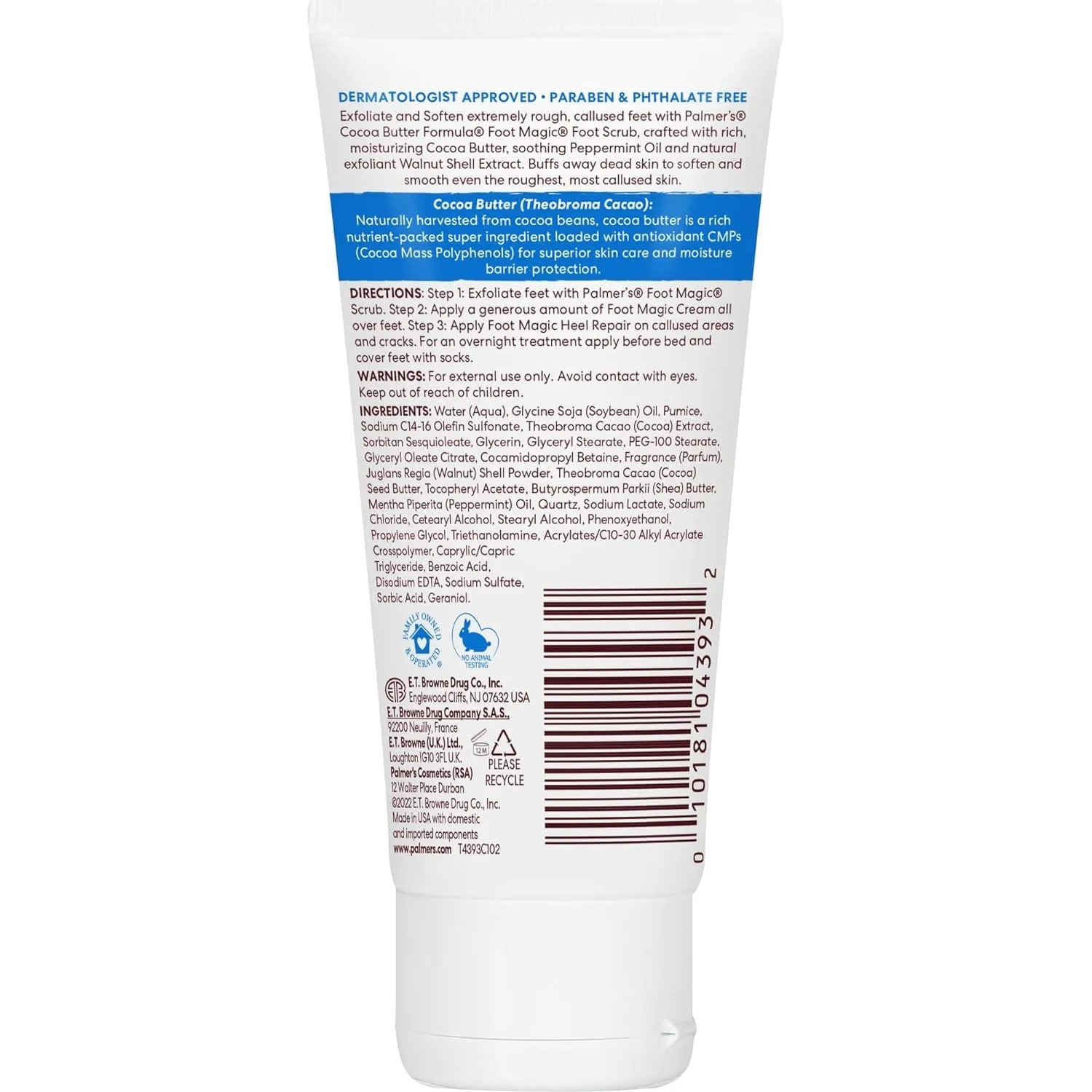 Cocoa Butter Formula Foot Magic Exfoliating Foot Scrub with Vitamin E, Use with Foot Scrubber for Pedicure, for Dry, Cracked Feet, 2.1 Ounce