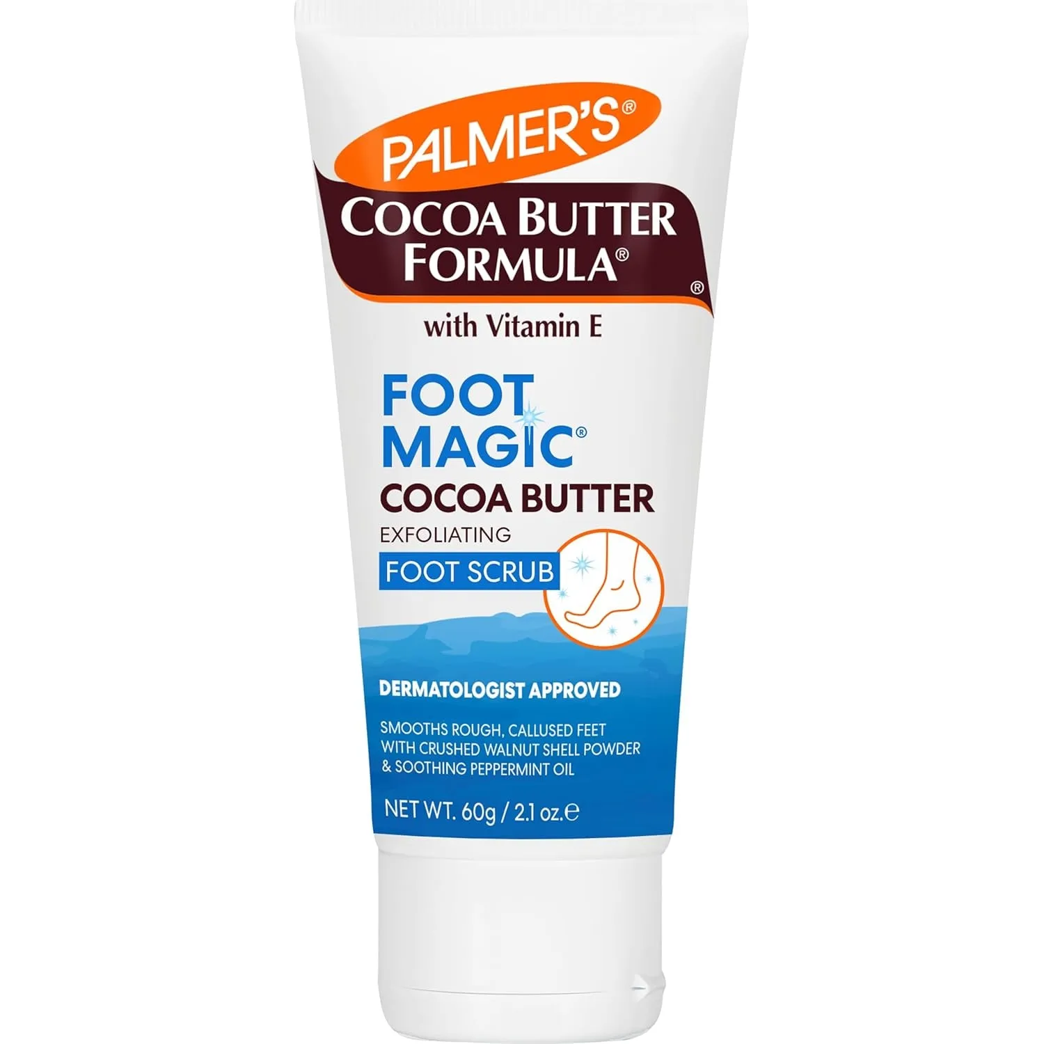 Cocoa Butter Formula Foot Magic Exfoliating Foot Scrub with Vitamin E, Use with Foot Scrubber for Pedicure, for Dry, Cracked Feet, 2.1 Ounce